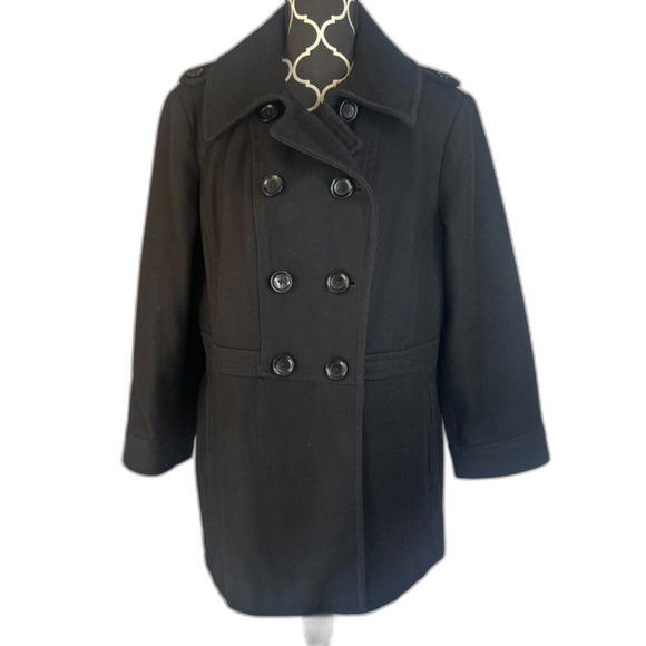 Michael Kors Black Double Breasted Wool Blend Classic Pea Coat Size XL - Picture 11 of 11